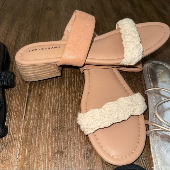 Women’s sz 7.5 Sandal and Heel Bundle lucky brand Mauve Nine West aqua - Picture 5 of 6